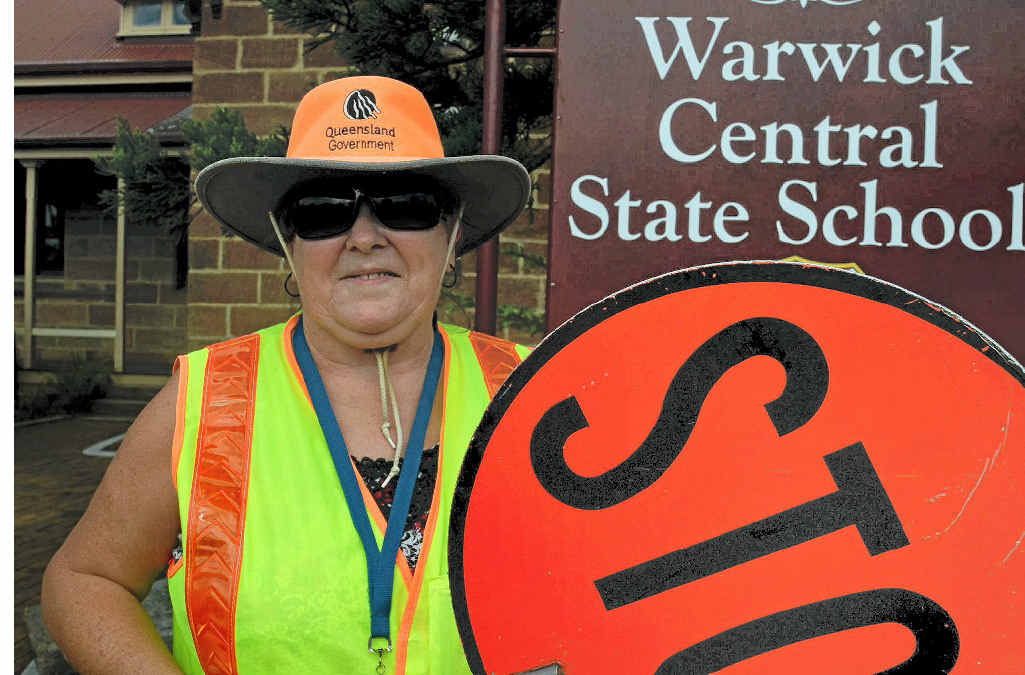 ON DUTY: Back to work, Central School lollipop lady Sue Fox.
